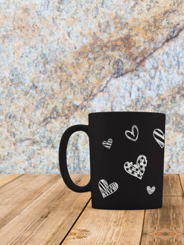 TAZZA NERA cuori
