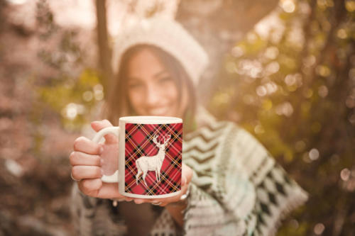 tazza natale scozzese con renna